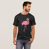 Cute Flamingo Pink Ribbon Breast Cancer Bewustheid T-shirt (Voorkant volledig)