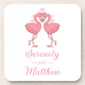 Cute Flamingo Pink Tropical Beach Wedding Bier Onderzetter (Voorkant)