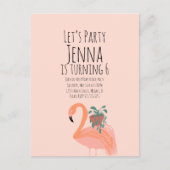 Cute Flamingo Plant Birthday Party Pink Briefkaart (Voorkant)