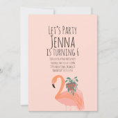 Cute Flamingo Plant Birthday Party Pink Kaart (Voorkant)
