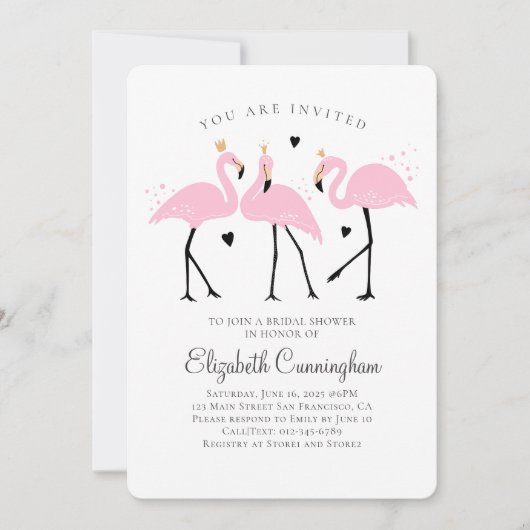 Cute Flamingo Princess Vrijgezellenfeest Kaart (Voorkant)