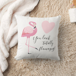 Cute Flamingo Quote Volledig ontvlammend Roze Wit Kussen