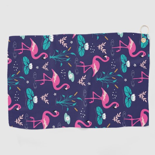 Cute Flamingo Seamless Pattern Golfhanddoek (Horizontaal)