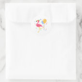 Cute Flamingo Summer Birthday Party  Ronde Sticker (Tas)