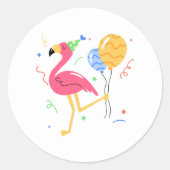 Cute Flamingo Summer Birthday Party  Ronde Sticker (Voorkant)