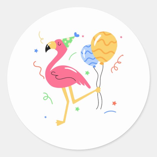 Cute Flamingo Summer Birthday Party  Ronde Sticker (Voorkant)