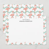 Cute Flamingo Summer Note-kaarten Notitiekaartje (Voorkant / Achterkant)