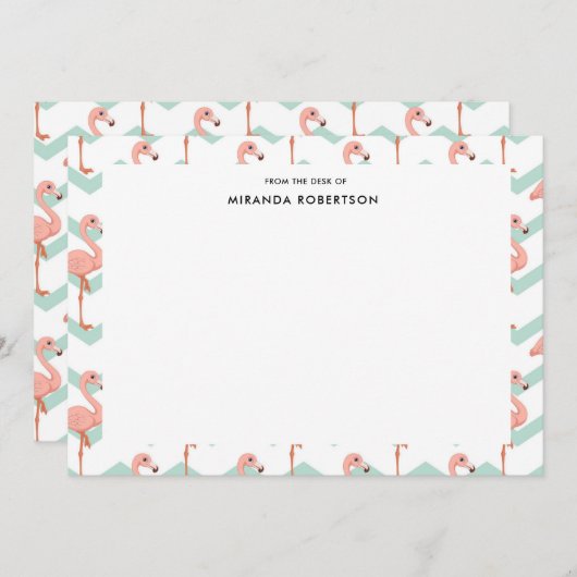 Cute Flamingo Summer Note-kaarten Notitiekaartje (Voorkant / Achterkant)
