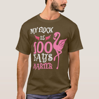 Cute Flamingo Teacher Student My Flock is 100 dage T-shirt