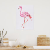 Cute Flamingo Tekening Poster (Keuken)