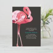Cute Flamingo Tropical Birthday Party Invitation Kaart (Staand voorkant)