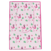 Cute Flamingo Tropical Flowers Pattern roze Medium Cadeauzakje (Voorkant)