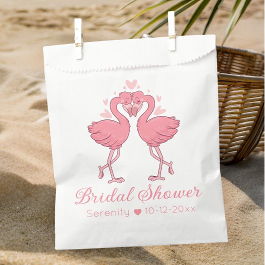 Cute Flamingo Tropical Pink Hawaiian Bridal Shower Bedankzakje