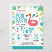 Cute Flamingo Tropical Pool Party Baby shower Kaart (Voorkant)