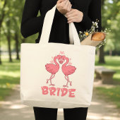 Cute Flamingo Wedding Tropical Beach Bride Grote Tote Bag