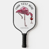 Cute Flamingo Wine Drinker Novelty Gifts Pickleball Paddle (Achterkant)
