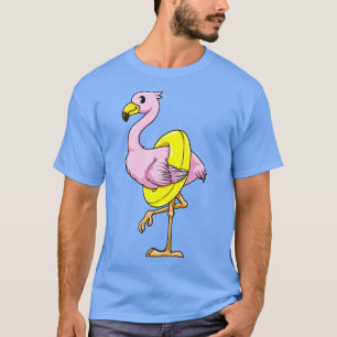 Cute Flamingo zwemt met een zwemring T-shirt