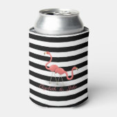 Cute Flamingos, Black White Stripes, op maat gemaa Blikjeskoeler (Blikje Voorkant)
