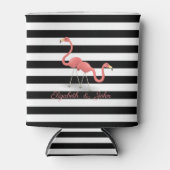 Cute Flamingos, Black White Stripes, op maat gemaa Blikjeskoeler (Voorkant)
