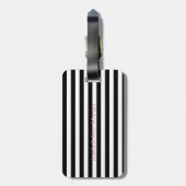 Cute Flamingos, Black, White Stripes Personalized Bagagelabel (Achterkant verticaal)