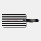 Cute Flamingos, Black, White Stripes Personalized Bagagelabel (Achterkant horizontaal)