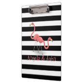 Cute Flamingos, Black, White Stripes Personalized Klembord (Links)