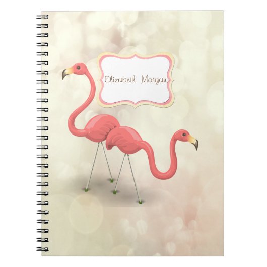 Cute Flamingos, Bokeh- Gepersonaliseerd Notitieboek (Voorkant)