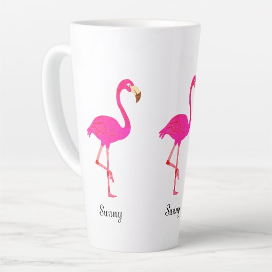 Cute flamingos en kalligrafie latte mok (Linkerhoek)