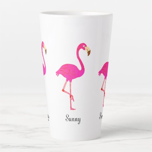 Cute flamingos en kalligrafie latte mok (Voorkant)