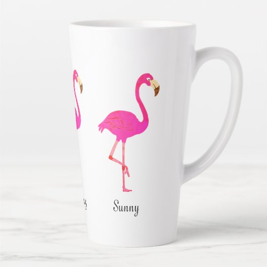 Cute flamingos en kalligrafie latte mok (Rechts)