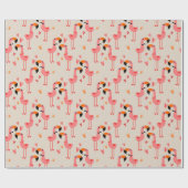 Cute Flamingos Love Pattern Cadeaupapier (Vlak)
