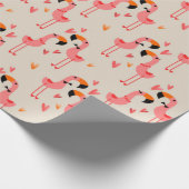 Cute Flamingos Love Pattern Cadeaupapier (Hoek)