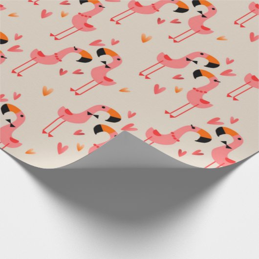 Cute Flamingos Love Pattern Cadeaupapier (Hoek)