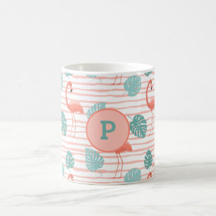Cute Flamingos op roze en groene achtergrond Koffiemok