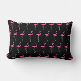 Cute Flamingos op zwart Kussen