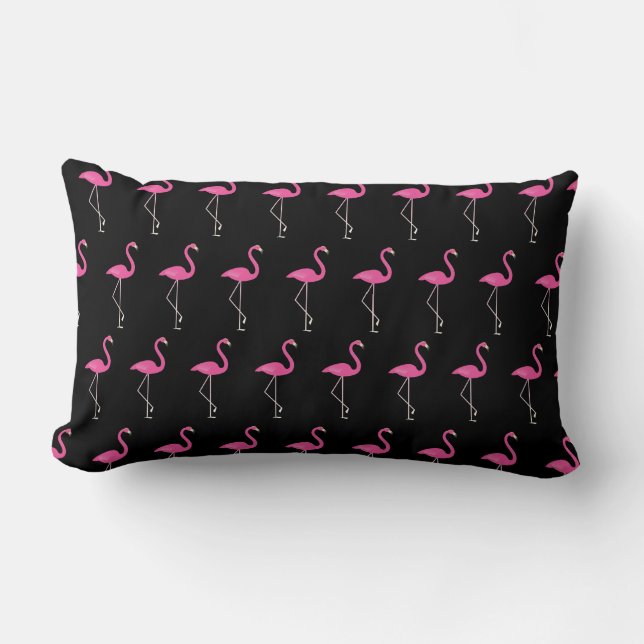 Cute Flamingos op zwart Kussen (Voorkant)