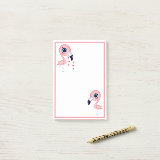 Cute Flamingos Post-it® Notes (Op bureau)