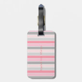 Cute Flamingos, Stripes Personalized Bagagelabel (Achterkant verticaal)