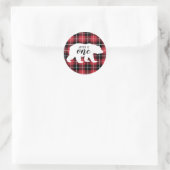 Cute Flannel Pset Pattern Beer 1e verjaardag Ronde Sticker (Tas)