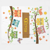 Cute Fleece Blanket met owl design (Voorkant (Horizontaal))