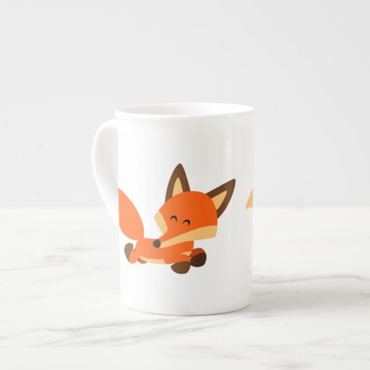 Cute Fleet Cartoon Fox Bone China Mok (Links)