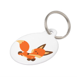 Cute Fleet Cartoon Fox Dog Label Huisdierpenning