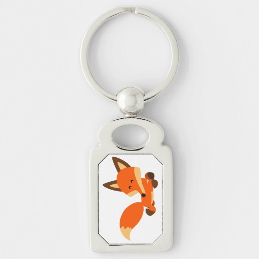 Cute Fleet Cartoon Fox Metal Sleutelhanger (Voorkant)