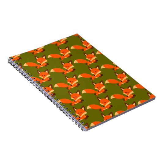 Cute Fleet Cartoon Fox Notitieboek (Rechterzijde)