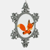 Cute Fleet Cartoon Fox Pewter Ornament (Links)