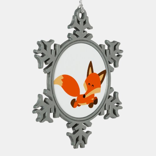 Cute Fleet Cartoon Fox Pewter Ornament (Links)