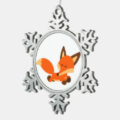 Cute Fleet Cartoon Fox Pewter Ornament (Rechts)