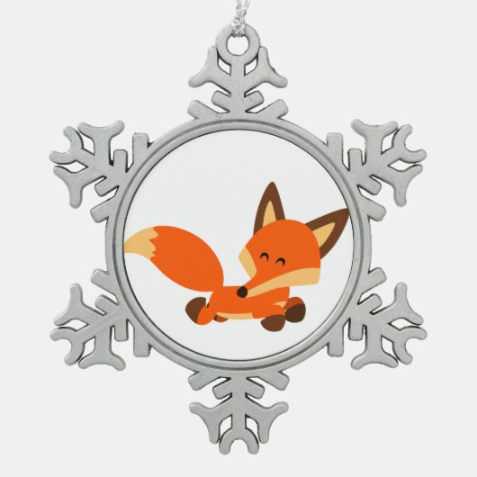 Cute Fleet Cartoon Fox Pewter Ornament (Voorkant)