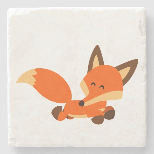 Cute Fleet Cartoon Fox Stone Onderzetter (Voorkant)