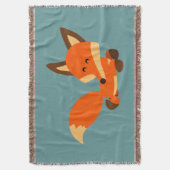 Cute Fleet Cartoon Fox Throw Blanket Deken (Voorkant Verticaal)